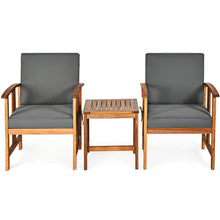 Load image into Gallery viewer, Gymax 3PCS Outdoor Patio Sofa Furniture Set Solid Wood Cushioned Conversation Set Grey
