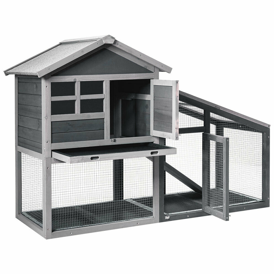 Gymax 58'' Wooden Rabbit Hutch Large Chicken Coop Weatherproof Indoor & Outdoor Use