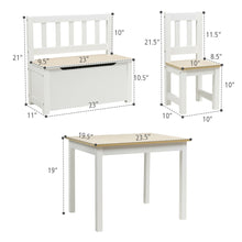 Load image into Gallery viewer, Gymax 4 PCS Kids Wood Table Chairs Set w/ Storage Stool Toddler Furniture Set Nature
