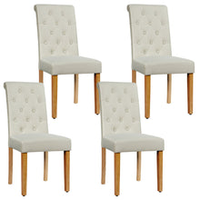 Load image into Gallery viewer, Gymax 4PCS Upholstered Dining Chair High Back Armless Chair w/ Wooden Legs Beige
