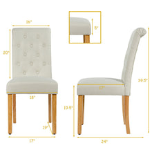 Load image into Gallery viewer, Gymax 4PCS Upholstered Dining Chair High Back Armless Chair w/ Wooden Legs Beige
