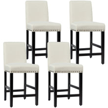 Load image into Gallery viewer, Gymax 4PCS Upholstered Counter Stools Bar Stool Home Kitchen w/ Wooden Legs Beige
