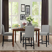 Load image into Gallery viewer, Gymax 4PCS Upholstered Counter Stools Bar Stool Home Kitchen w/ Wooden Legs Grey
