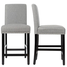 Load image into Gallery viewer, Gymax 4PCS Upholstered Counter Stools Bar Stool Home Kitchen w/ Wooden Legs Grey
