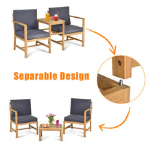 Load image into Gallery viewer, Gymax 3 in 1 Acacia Wood Furniture Set Patio Outdoor w/ Cushion Coffee Table
