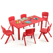 Load image into Gallery viewer, Gymax Kids Plastic Table and Stackable Chairs Set Indoor/Outdoor Classroom Home Red
