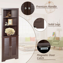 Load image into Gallery viewer, Gymax Bathroom Corner Storage Cabinet Free Standing Tall Bathroom Cabinet W/3 Shelves
