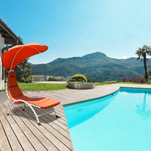 Load image into Gallery viewer, Gymax Patio Lounge Chair Chaise Outdoor w/ Steel Frame Cushion Canopy Orange
