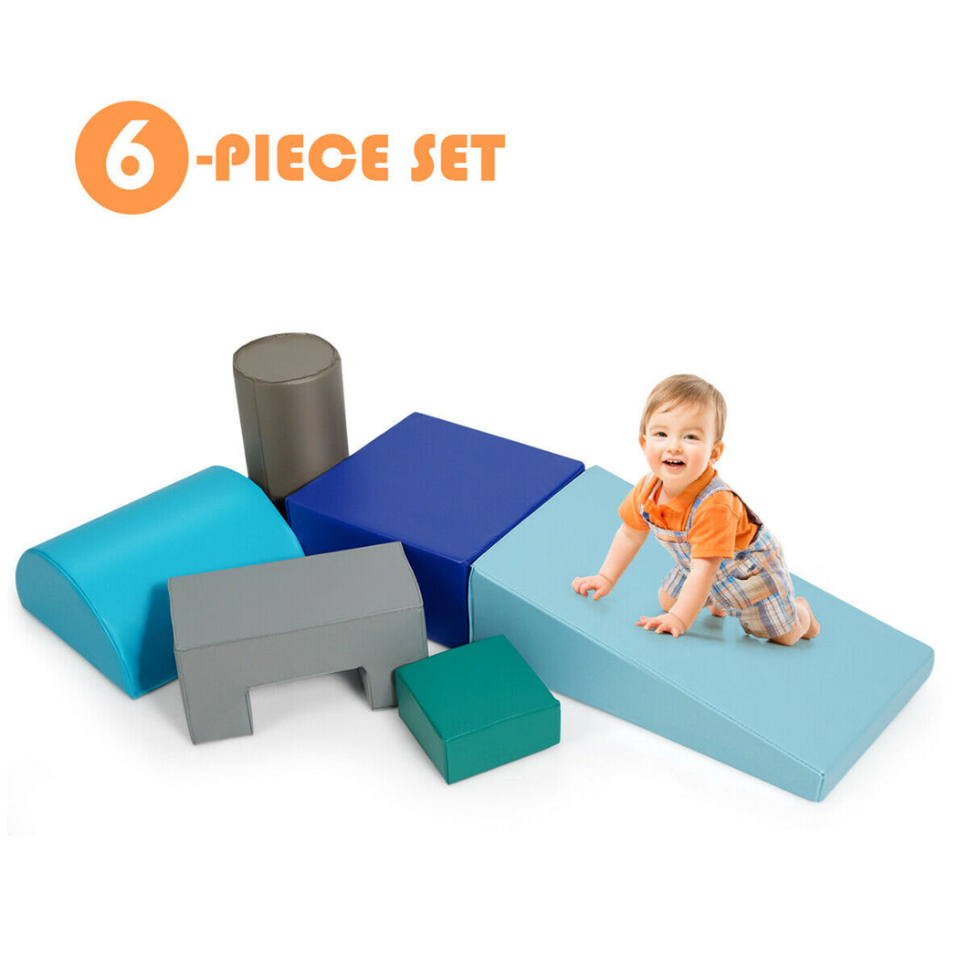 Gymax 6 Piece Climb Crawl Play Set Indoor Kids Toddler Baby Safe Soft Foam Blocks Toys
