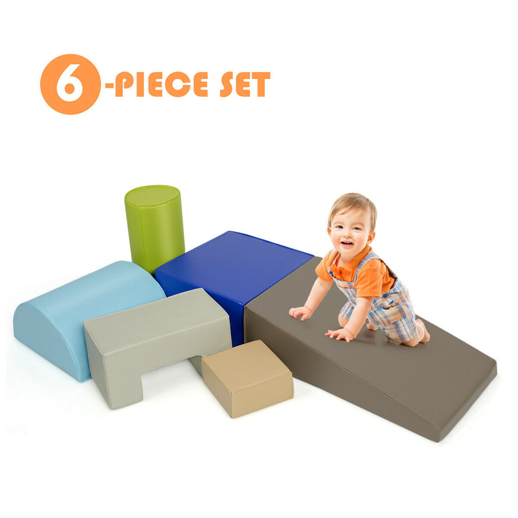 Gymax 6 Piece Climb Crawl Play Set Indoor Kids Baby Toddler Safe Soft Foam Blocks Toys