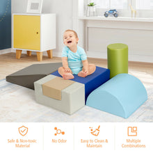 Load image into Gallery viewer, Gymax 6 Piece Climb Crawl Play Set Indoor Kids Baby Toddler Safe Soft Foam Blocks Toys
