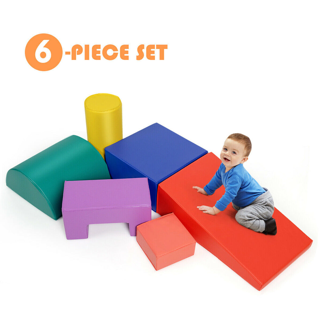 Gymax 6 Piece Climb Crawl Play Set Indoor Kids Baby Toddler Soft Safe Foam Blocks Toys