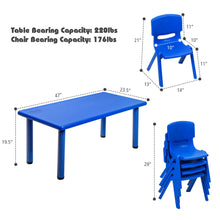 Load image into Gallery viewer, Gymax Kids Plastic Table and Stackable Chairs Set Indoor/Outdoor Home Classroom Blue
