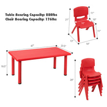 Load image into Gallery viewer, Gymax Kids Plastic Table and Stackable Chairs Set Indoor/Outdoor Home Classroom Red
