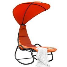 Load image into Gallery viewer, Gymax Patio Lounge Chair Chaise Garden w/ Steel Frame Cushion Canopy Orange
