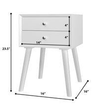 Load image into Gallery viewer, Gymax Wooden Nightstand Mid-Century End Side Table Bedroom W/2 Storage Drawers White
