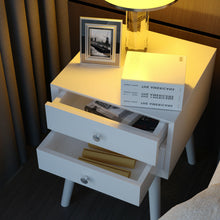 Load image into Gallery viewer, Gymax Wooden Nightstand Mid-Century End Side Table Bedroom W/2 Storage Drawers White
