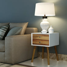 Load image into Gallery viewer, Gymax Wooden Nightstand Mid-Century End Side Table Bedroom W/2 Storage Drawers Brown
