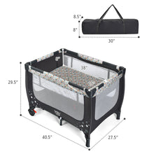 Load image into Gallery viewer, Gymax Portable Baby Playard Playpen Nursery Center w/ Mattress Foldable Design Grey
