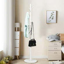 Load image into Gallery viewer, Gymax Wooden Coat Rack Stand Entryway Hall Tree 2 Adjustable Height w/ 10 Hooks White
