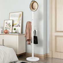 Load image into Gallery viewer, Gymax Wooden Coat Rack Stand Entryway Hall Tree 2 Adjustable Height w/ 10 Hooks White
