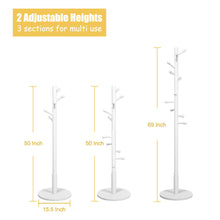 Load image into Gallery viewer, Gymax Wooden Coat Rack Stand Entryway Hall Tree 2 Adjustable Height w/ 10 Hooks White
