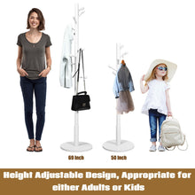 Load image into Gallery viewer, Gymax Wooden Coat Rack Stand Entryway Hall Tree 2 Adjustable Height w/ 10 Hooks White
