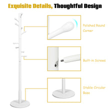 Load image into Gallery viewer, Gymax Wooden Coat Rack Stand Entryway Hall Tree 2 Adjustable Height w/ 10 Hooks White
