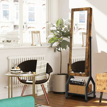 Load image into Gallery viewer, Gymax Vintage Jewelry Armoire Cabinet Mirrored Lockable Organizer With Shelf &amp; Wheels
