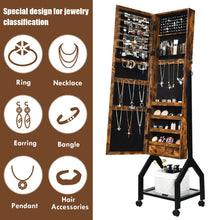 Load image into Gallery viewer, Gymax Vintage Jewelry Armoire Cabinet Mirrored Lockable Organizer With Shelf &amp; Wheels
