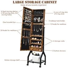 Load image into Gallery viewer, Gymax Vintage Jewelry Armoire Cabinet Mirrored Lockable Organizer With Shelf &amp; Wheels
