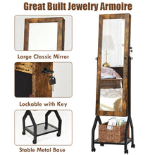 Load image into Gallery viewer, Gymax Vintage Jewelry Armoire Cabinet Mirrored Lockable Organizer With Shelf &amp; Wheels
