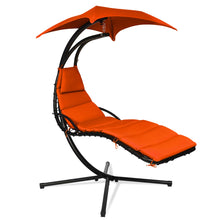 Load image into Gallery viewer, Gymax Patio Hammock Swing Chair Hanging Chaise w/ Cushion Pillow Canopy Orange
