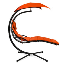 Load image into Gallery viewer, Gymax Patio Hammock Swing Chair Hanging Chaise w/ Cushion Pillow Canopy Orange
