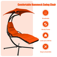 Load image into Gallery viewer, Gymax Patio Hammock Swing Chair Hanging Chaise w/ Cushion Pillow Canopy Orange
