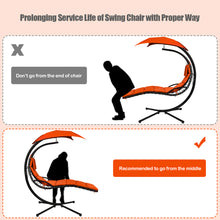 Load image into Gallery viewer, Gymax Patio Hammock Swing Chair Hanging Chaise w/ Cushion Pillow Canopy Orange

