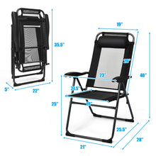 Load image into Gallery viewer, Gymax 4PC Folding Chairs Adjustable Reclining Chairs with Headrest Patio Garden Black
