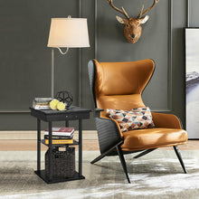 Load image into Gallery viewer, Gymax Floor Lamp End Table Modern Bedside Nightstand Desk w/ USB Charging Ports Shelves
