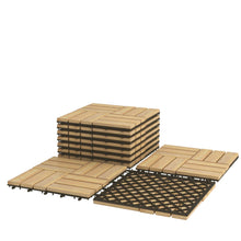 Load image into Gallery viewer, Gymax 20PCS 12&#39;&#39; x 12&#39;&#39; Acacia Wood Deck Tiles Interlocking Patio Pavers Check Pattern
