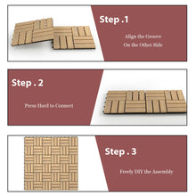 Load image into Gallery viewer, Gymax 80PCS 12&#39;&#39; x 12&#39;&#39; Acacia Wood Deck Tiles Interlocking Patio Pavers Check Pattern
