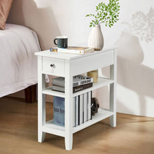 Load image into Gallery viewer, Gymax 3 Tier Nightstand Bedside Table Sofa Side End Table w/Double Shelves Drawer White
