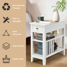 Load image into Gallery viewer, Gymax Set of 2 3Tier Nightstand Bedside Side End Table w/Double Shelves Drawer White
