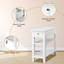 Load image into Gallery viewer, Gymax Set of 2 3Tier Nightstand Bedside Side End Table w/Double Shelves Drawer White
