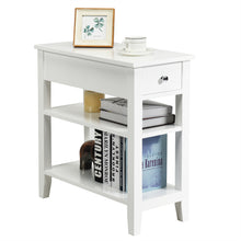 Load image into Gallery viewer, Gymax Set of 2 3Tier Nightstand Bedside Side End Table w/Double Shelves Drawer White
