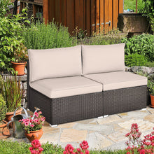 Load image into Gallery viewer, Gymax 2PCS Patio Sectional Armless Sofas Outdoor Rattan Furniture Set w/ Cushions
