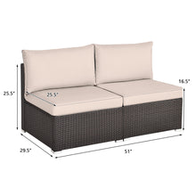 Load image into Gallery viewer, Gymax 2PCS Patio Sectional Armless Sofas Outdoor Rattan Furniture Set w/ Cushions
