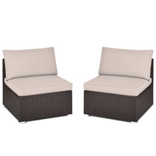 Load image into Gallery viewer, Gymax 2PCS Patio Sectional Armless Sofas Outdoor Rattan Furniture Set w/ Cushions
