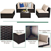 Load image into Gallery viewer, Gymax 5PCS Rattan Patio Conversation Set Outdoor Furniture Set w/ Ottoman Cushion

