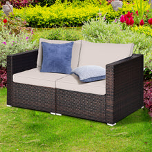 Load image into Gallery viewer, Gymax 2PCS Rattan Corner Sofa Set Patio Outdoor Furniture Set w/ 4 Beige Cushions
