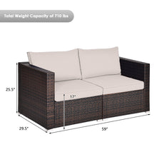 Load image into Gallery viewer, Gymax 2PCS Rattan Corner Sofa Set Patio Outdoor Furniture Set w/ 4 Beige Cushions

